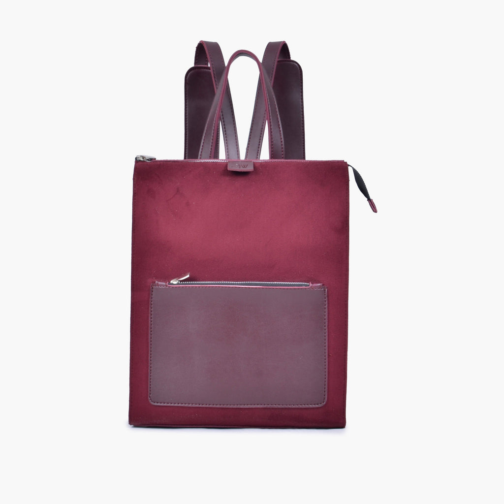 Burgundy suede adventure backpack