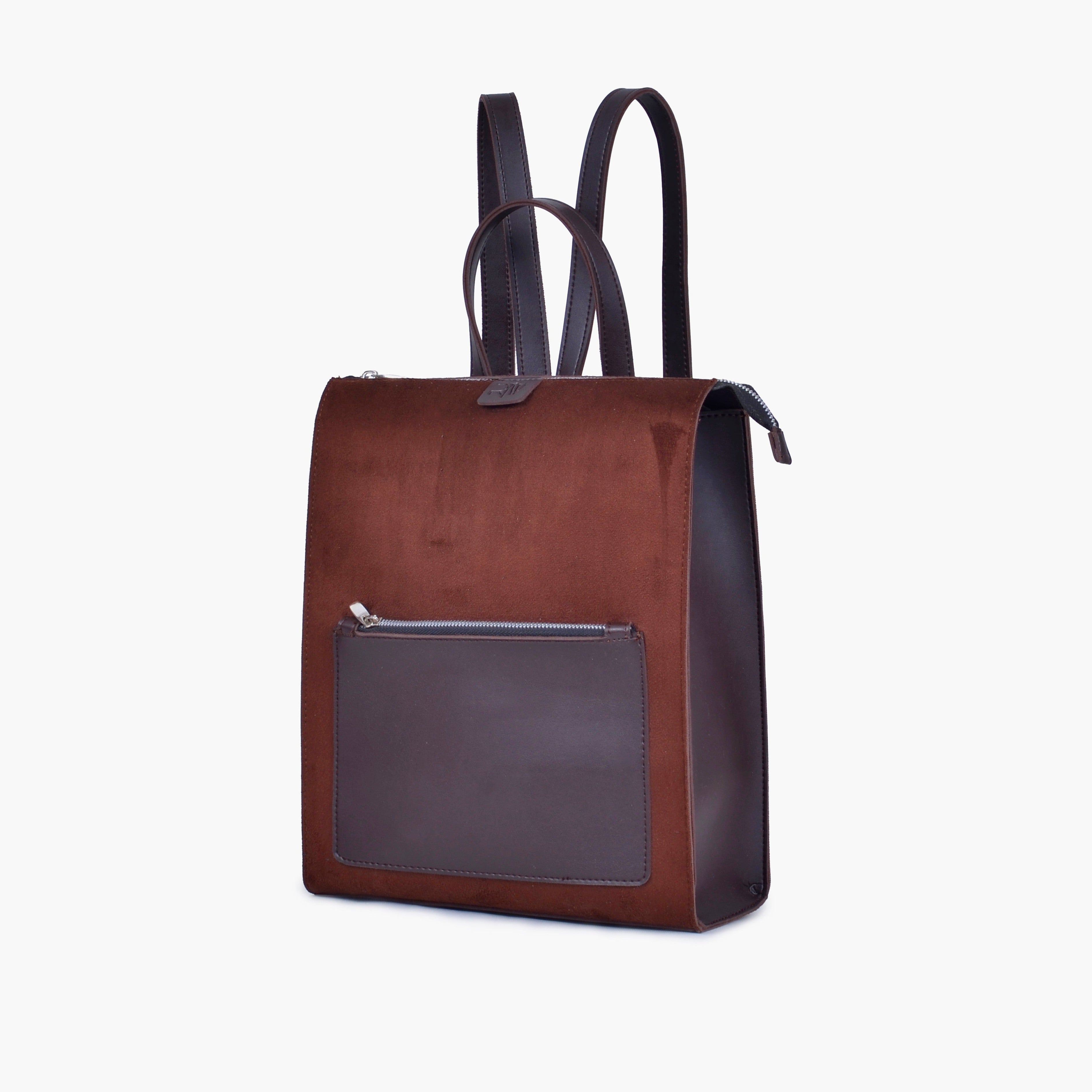Dark brown suede adventure backpack