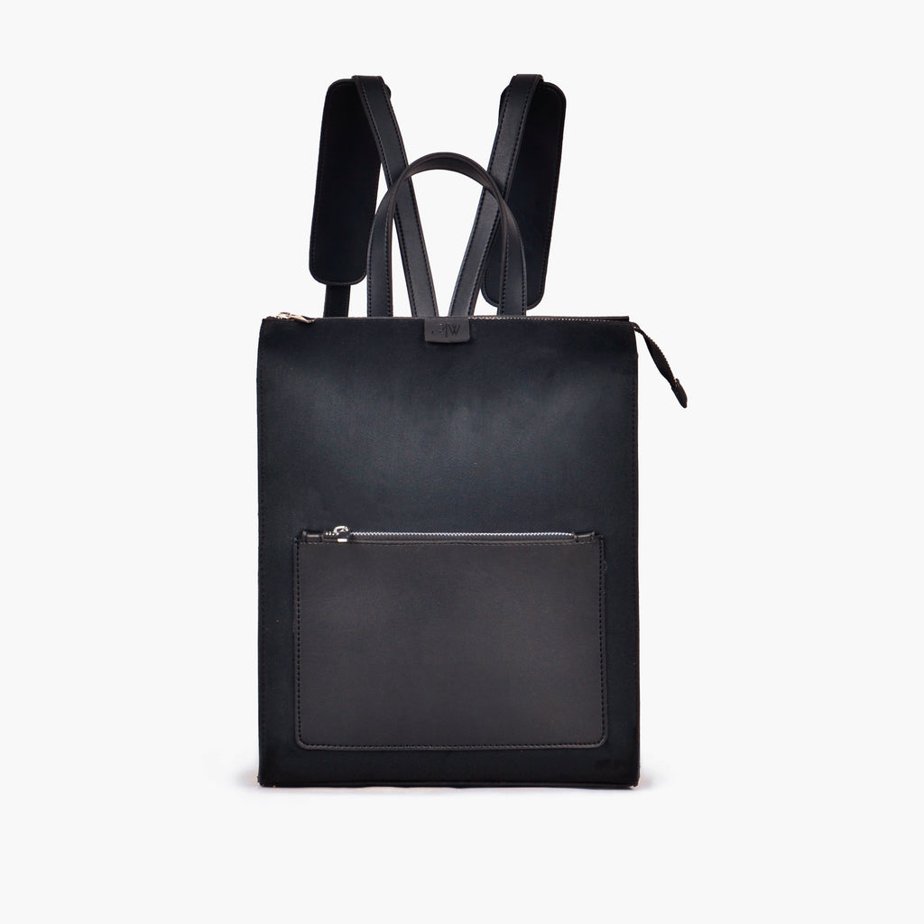 Black suede adventure backpack