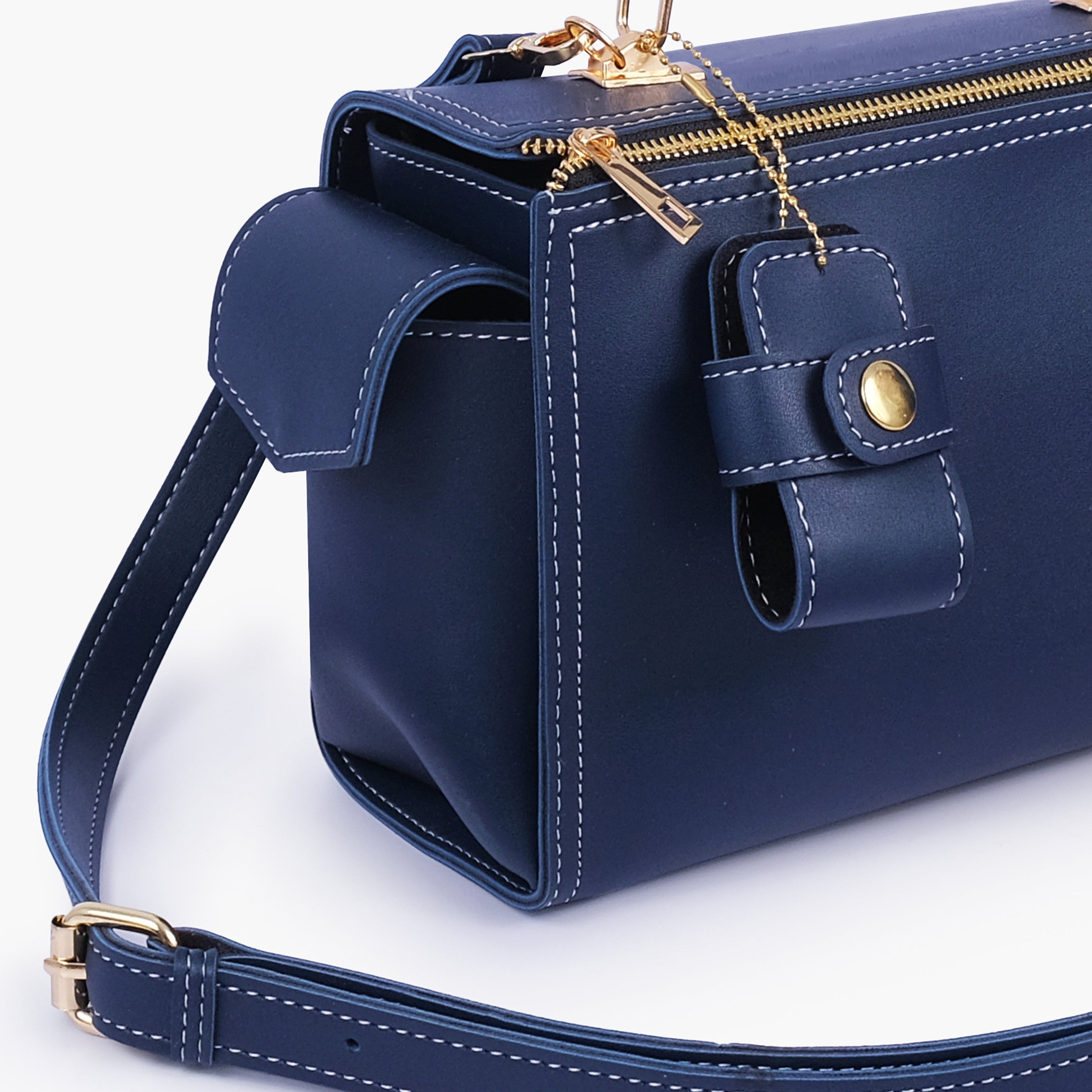 Blue bowling bag with top-handle