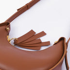 Brown crescent hobo bag