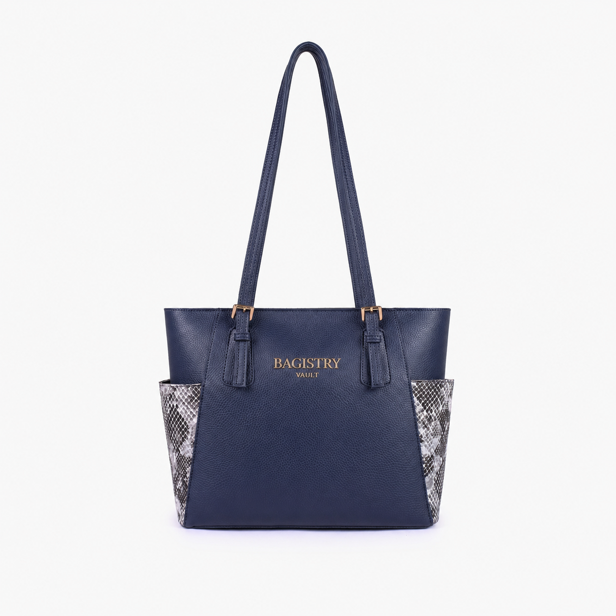 BV blue double pocket tote bag for women