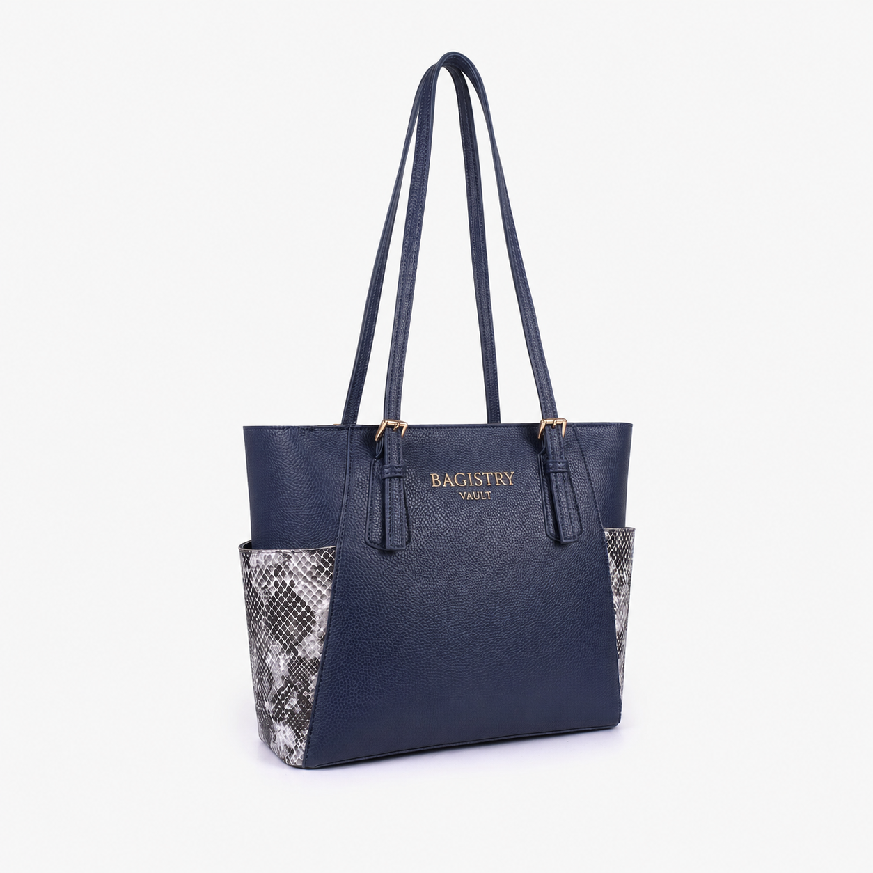 BV blue double pocket tote bag for women