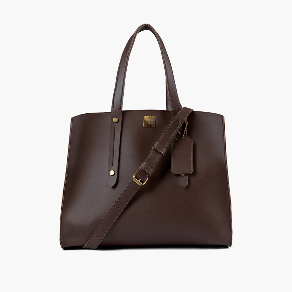 Dark brown multi compartment satchel bag