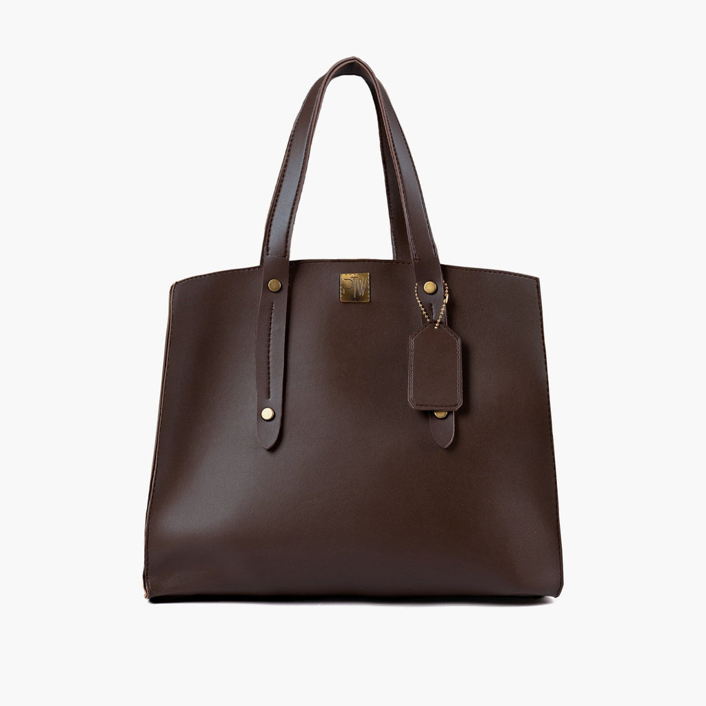 Dark brown multi compartment satchel bag