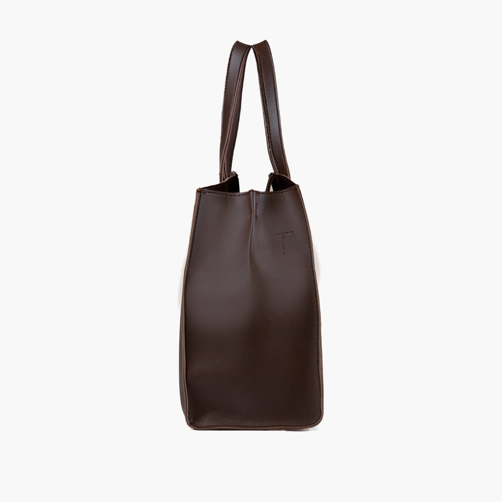 Dark brown multi compartment satchel bag
