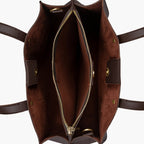 Dark brown multi compartment satchel bag