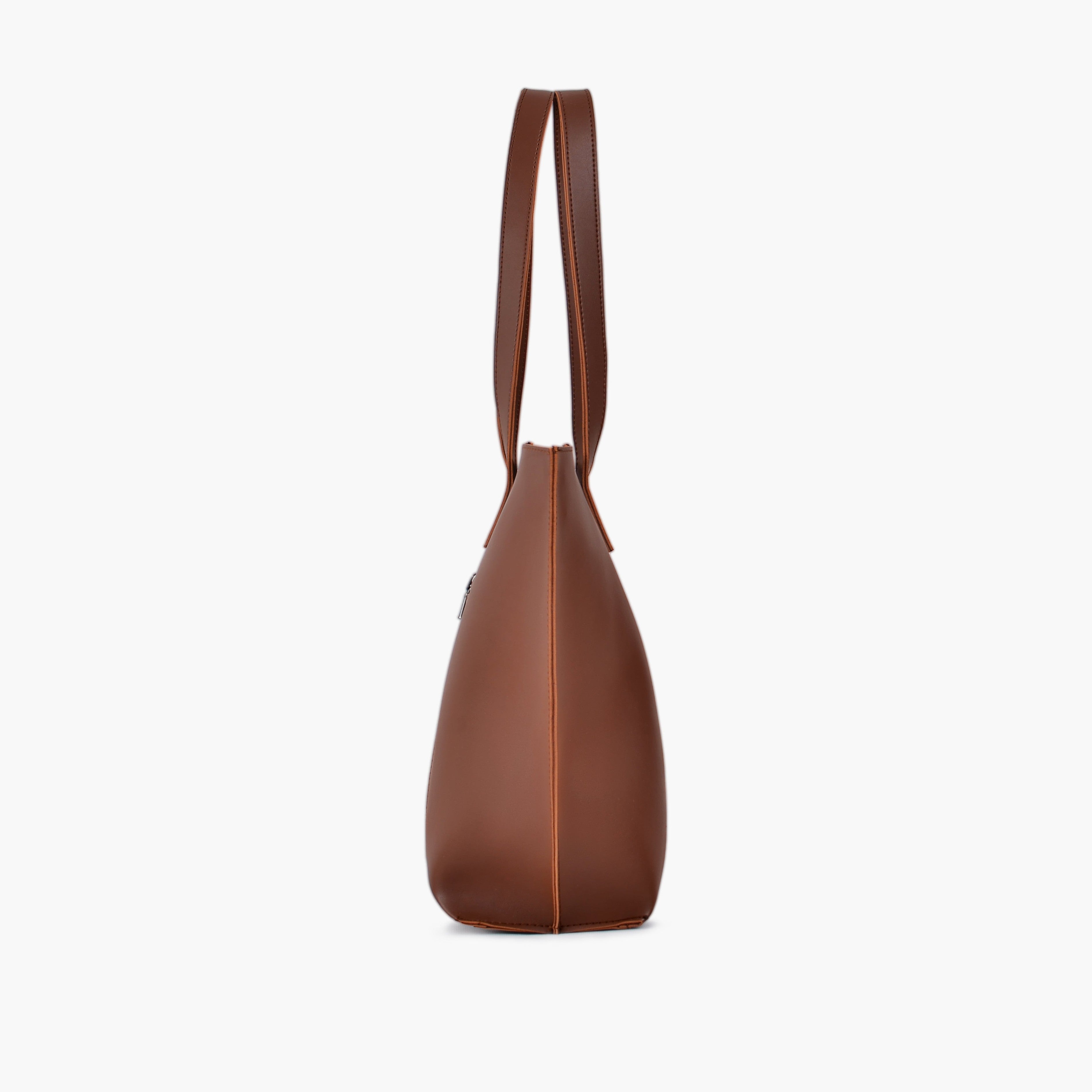 Horse brown long handle tote bag