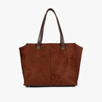 Dark brown suede over the shoulder tote bag