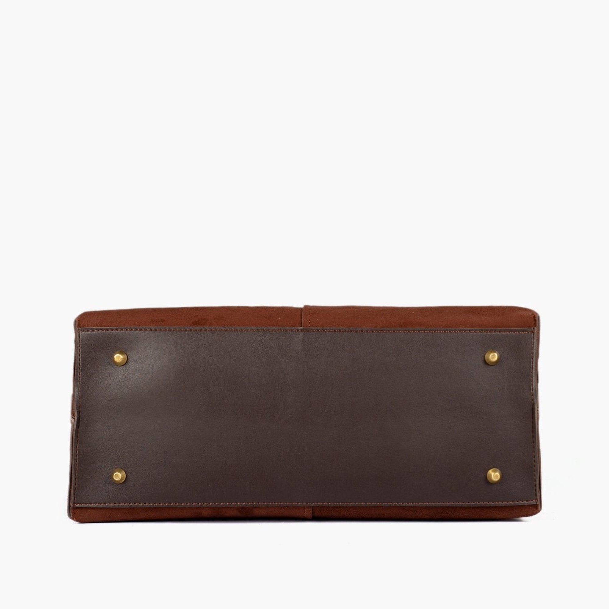 Dark brown suede over the shoulder tote bag