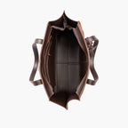 Dark brown suede over the shoulder tote bag
