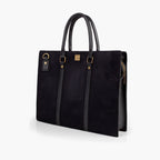 Black suede laptop bag