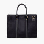 Black suede laptop bag