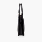 Black suede laptop bag