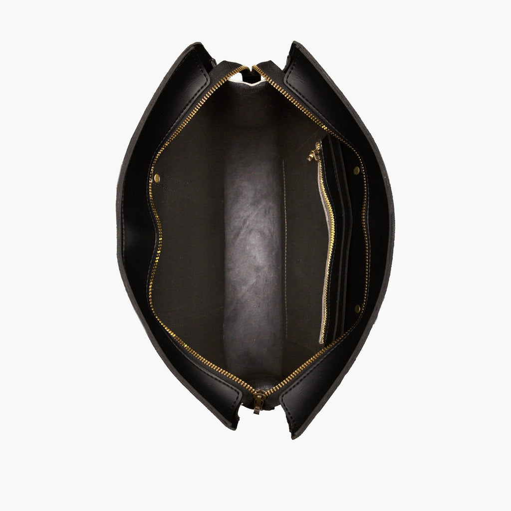Black suede laptop bag