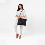 Black suede laptop bag