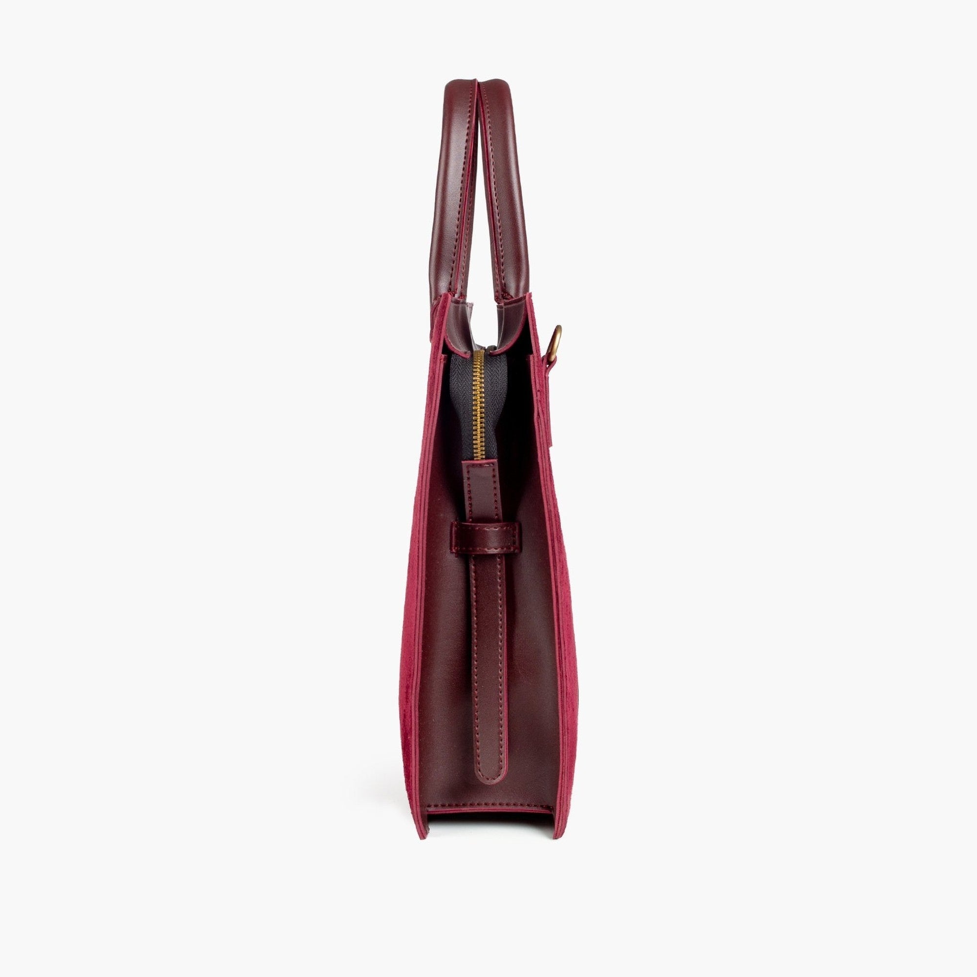 Burgundy suede laptop bag