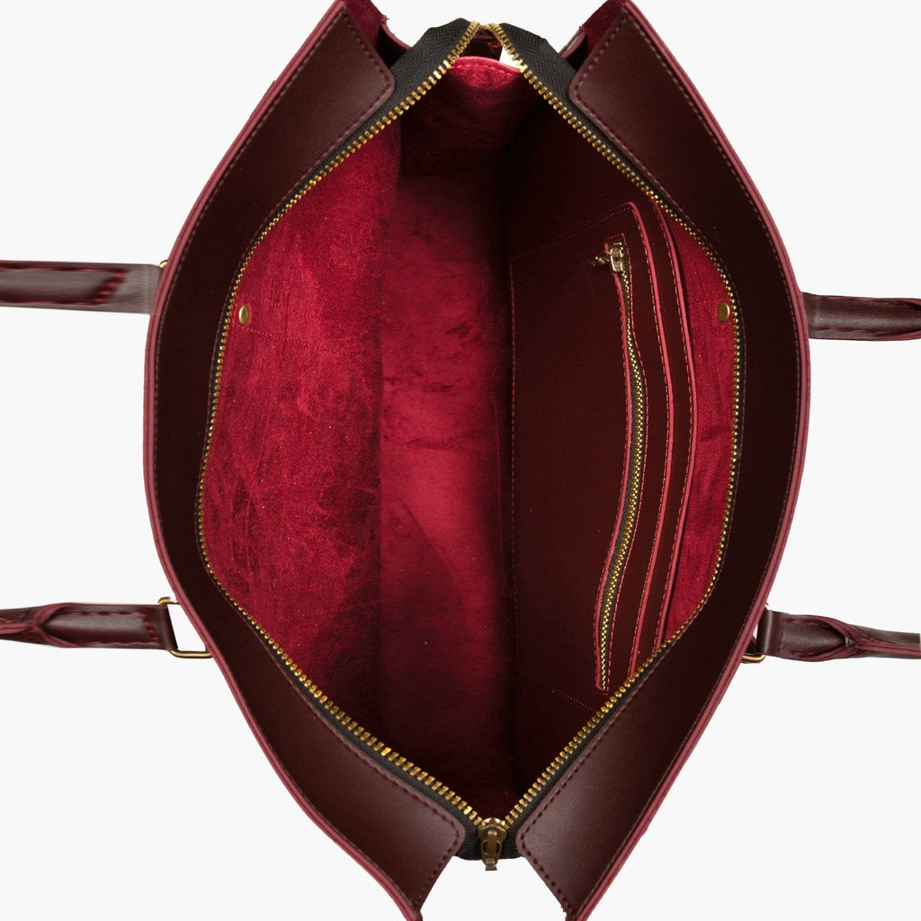 Burgundy suede laptop bag