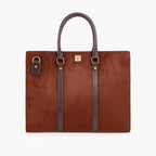 Dark brown suede laptop bag