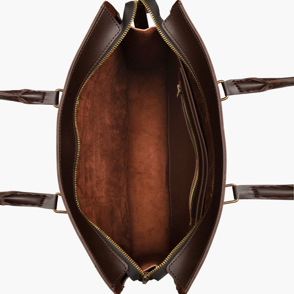 Dark brown suede laptop bag