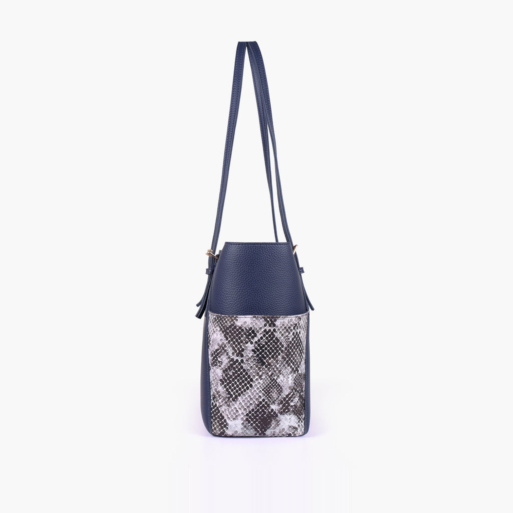 BV blue double pocket tote bag for women