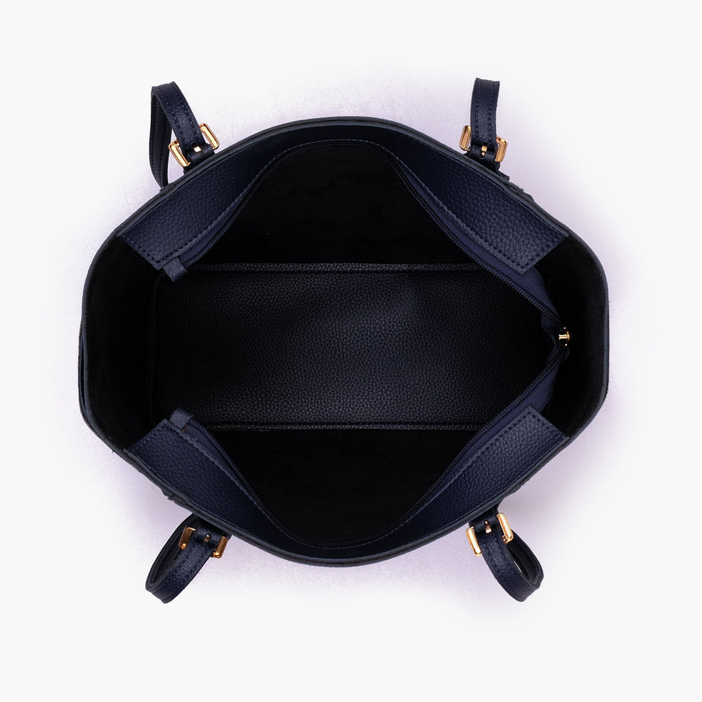 BV blue double pocket tote bag for women