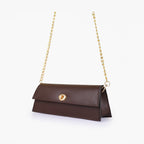Dark brown elongated clutch bag