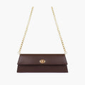 Dark brown elongated clutch bag