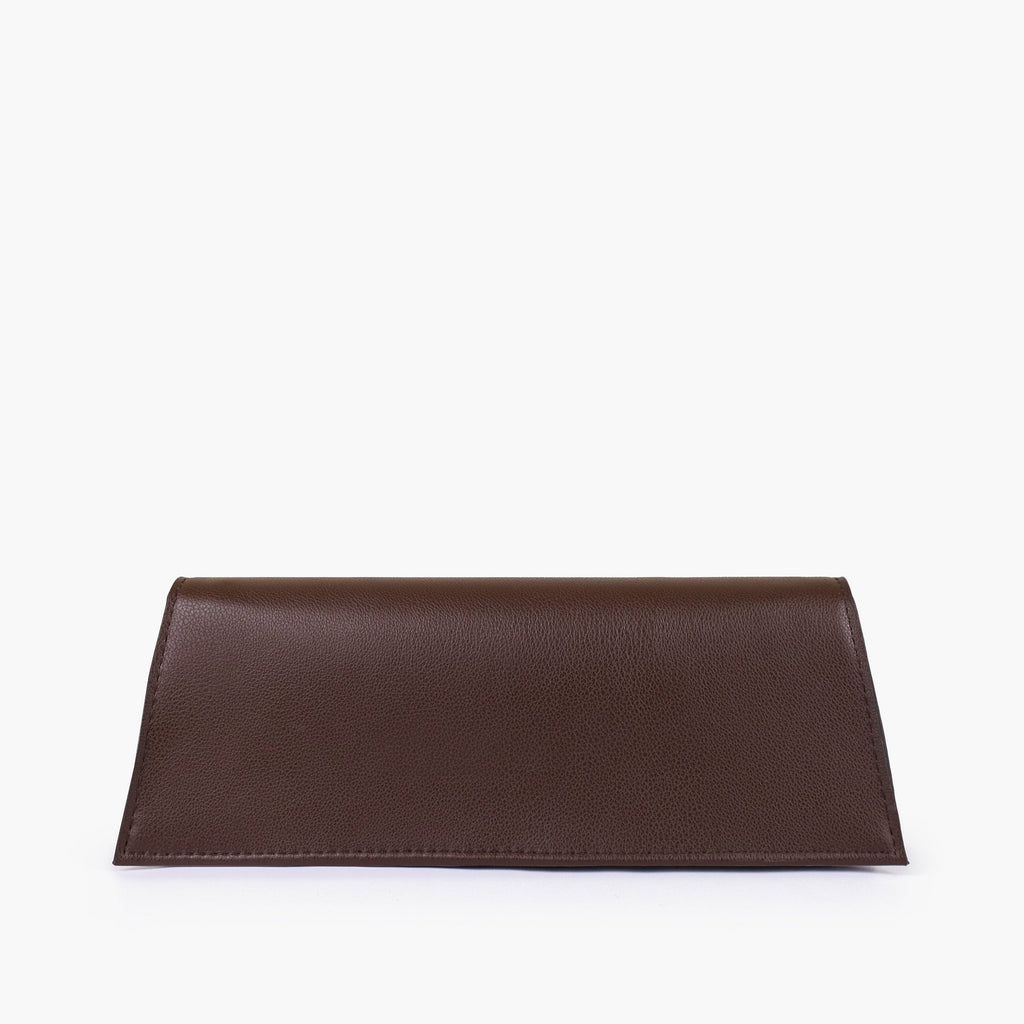 Dark brown elongated clutch bag