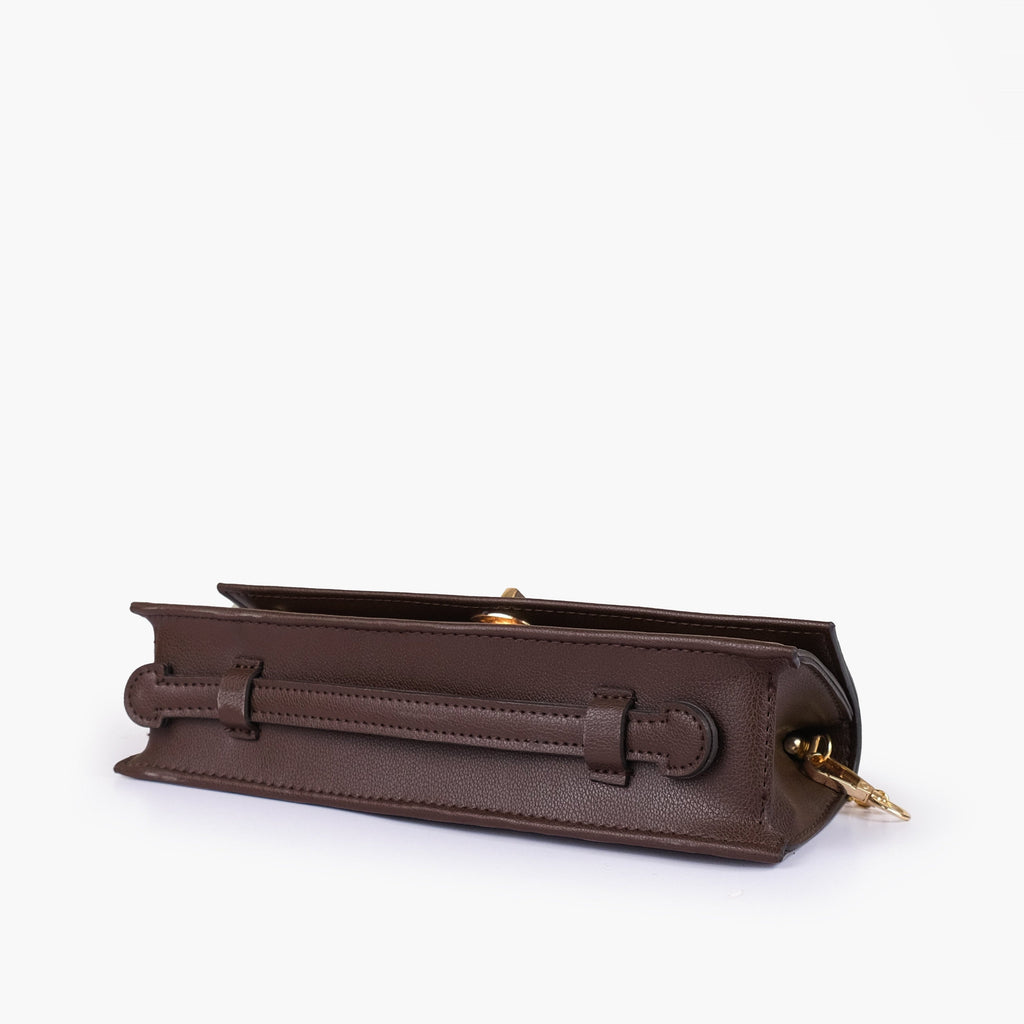 Dark brown elongated clutch bag