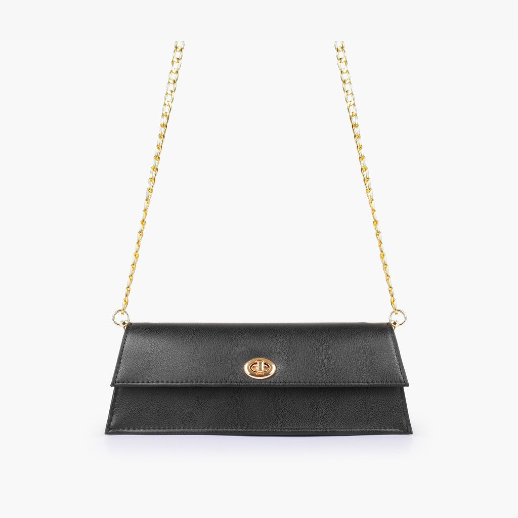 Black elongated clutch bag