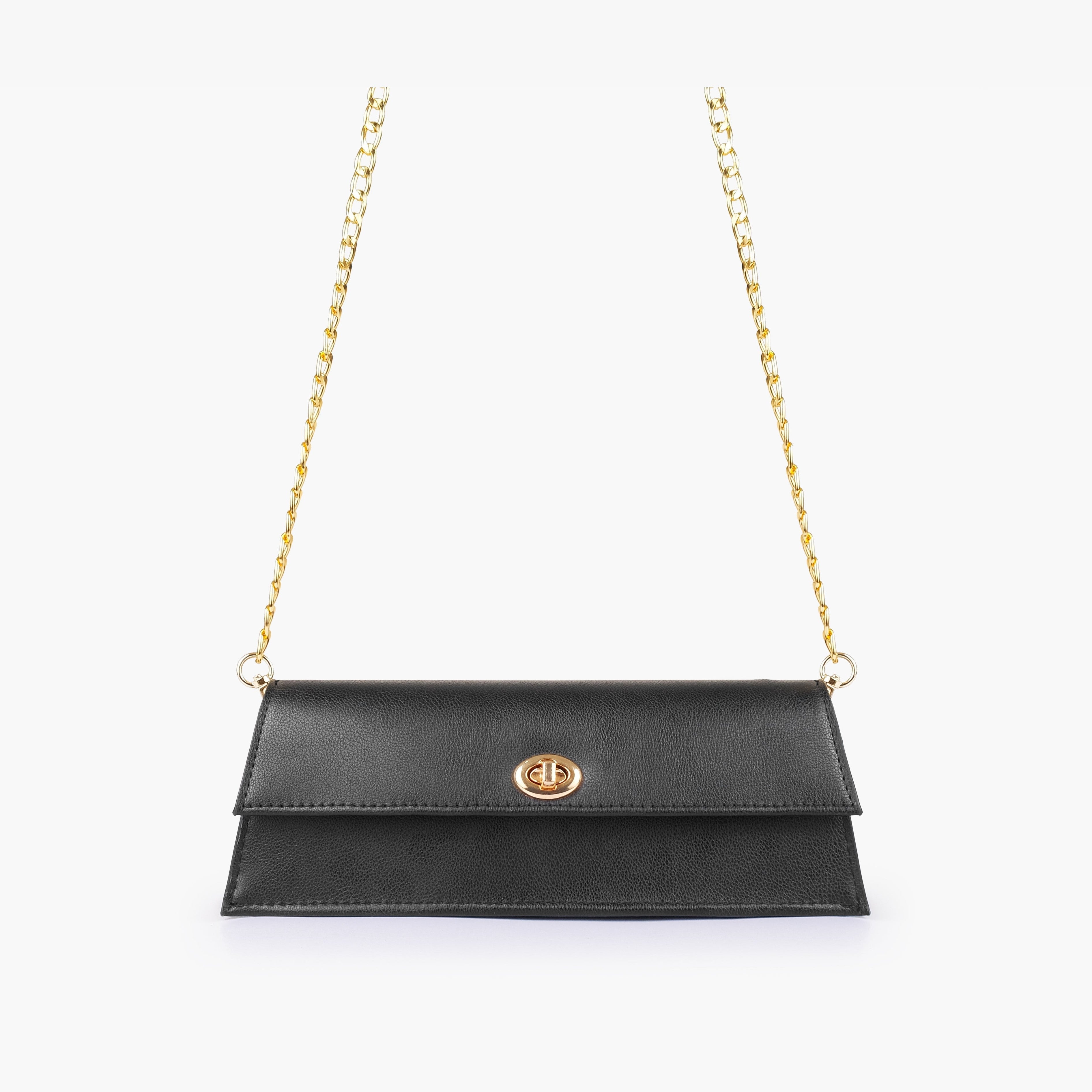 Black elongated clutch bag