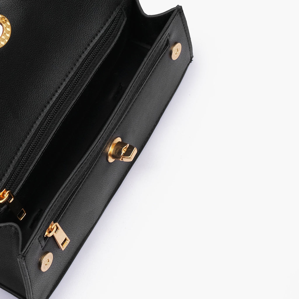 Black elongated clutch bag