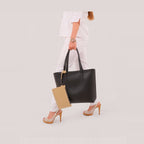 Black tote bag with detachable pouch