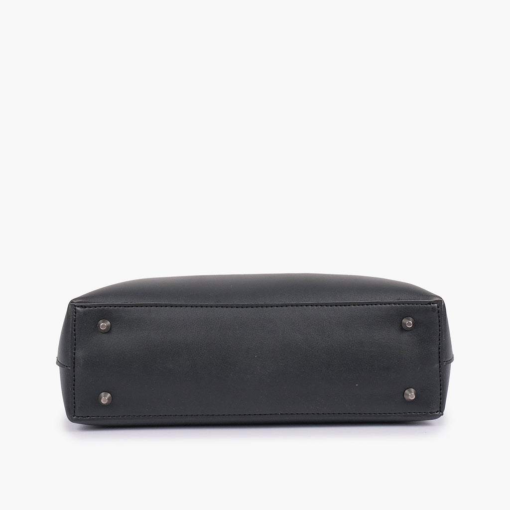 Black tote bag with detachable pouch