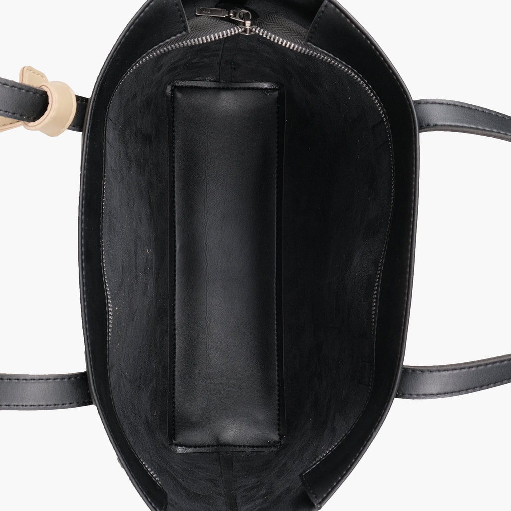 Black tote bag with detachable pouch