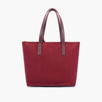 Burgundy suede tote bag with detachable pouch