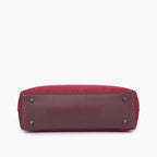 Burgundy suede tote bag with detachable pouch