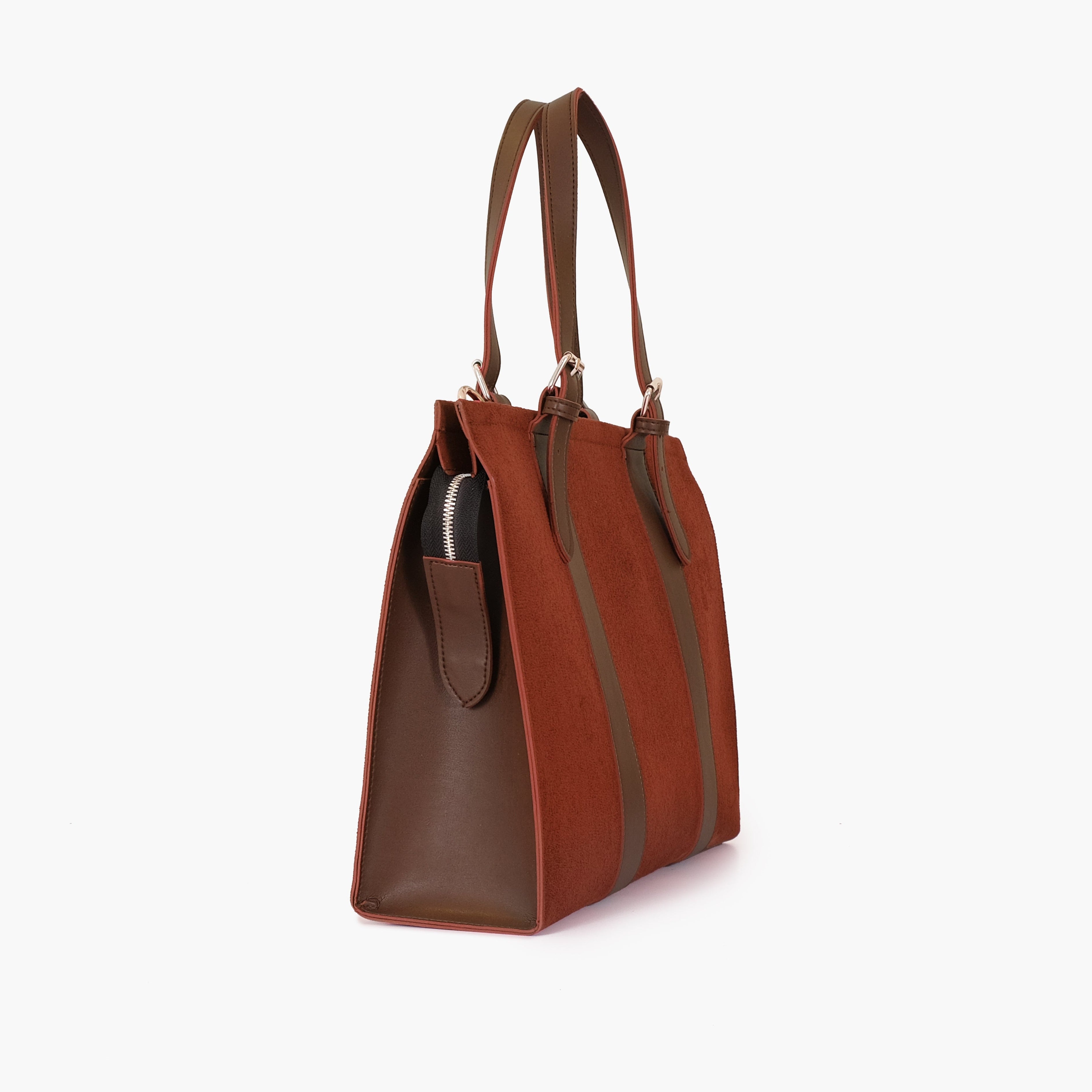 Dark brown suede laptop bag with sleeve