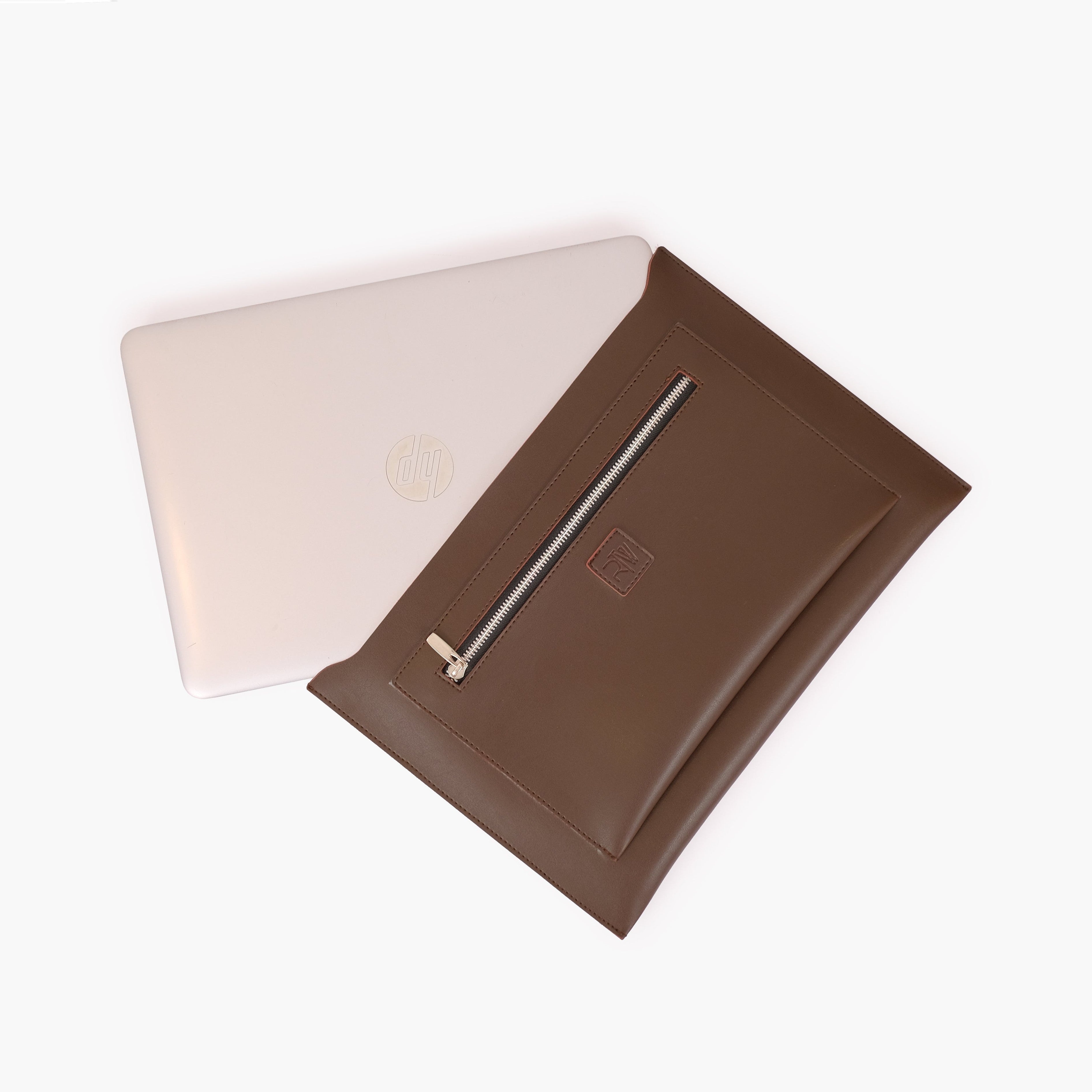 Dark brown suede laptop bag with sleeve
