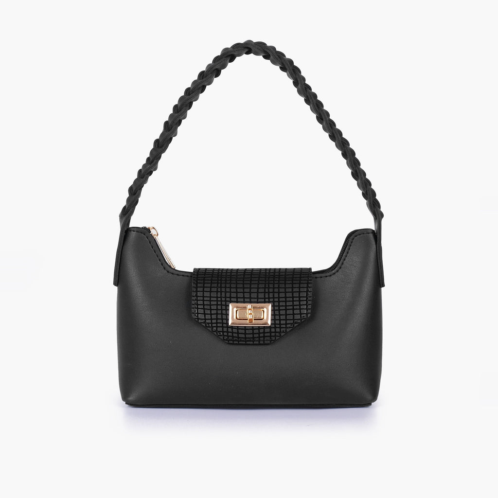 Black purse with braided strap