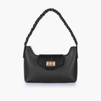 Black purse with braided strap