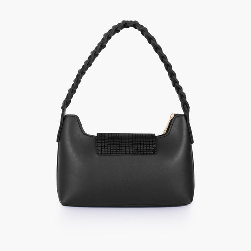 Black purse with braided strap