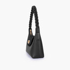 Black purse with braided strap