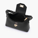 Black purse with braided strap
