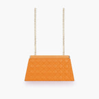 Mustard quilted evening clutch with snap closure