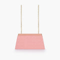 Peach quilted evening clutch with snap closure