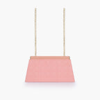 Peach quilted evening clutch with snap closure
