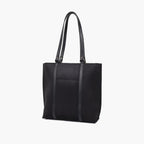 Black suede double-handle tote bag