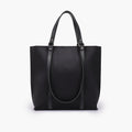 Black suede double-handle tote bag